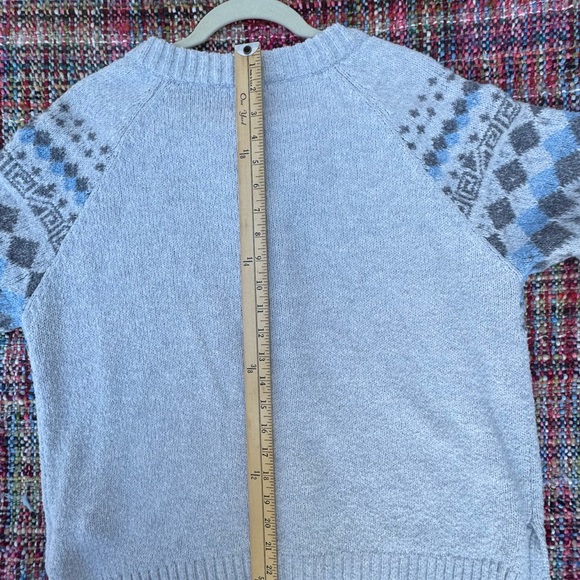 Lucky Brand Gray and Blue Fair Isle Women's Cardigan Sweater XL - Picture 2 of 16